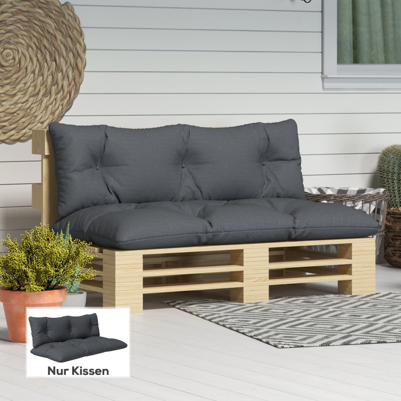 Puutarhakalusteiden istuinpehmustesetti 2-osainen polyesteri 120 x 60 x 15 cm tummanharmaa