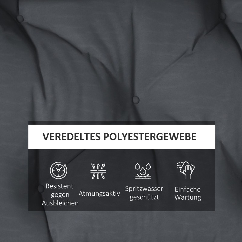 Puutarhakalusteiden istuinpehmustesetti 2-osainen polyesteri 120 x 60 x 15 cm tummanharmaa