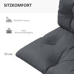 Puutarhakalusteiden istuinpehmustesetti 2-osainen polyesteri 120 x 60 x 15 cm tummanharmaa