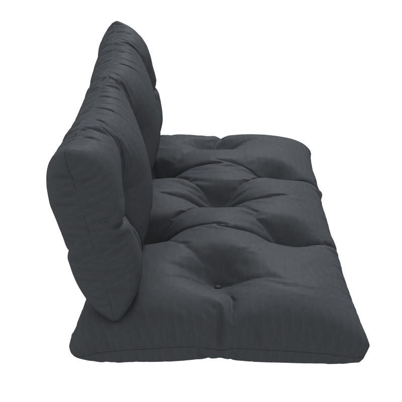 Puutarhakalusteiden istuinpehmustesetti 2-osainen polyesteri 120 x 60 x 15 cm tummanharmaa