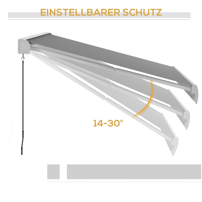 Terassimarkiisi täyskotelo sähköinen ja manuaalinen 295x250 cm alumiini vaaleanharmaa