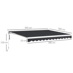 Terassikatos sähköinen ja manuaalinen halvkassettimalli alumiinirunko 4 x 3 m harmaa