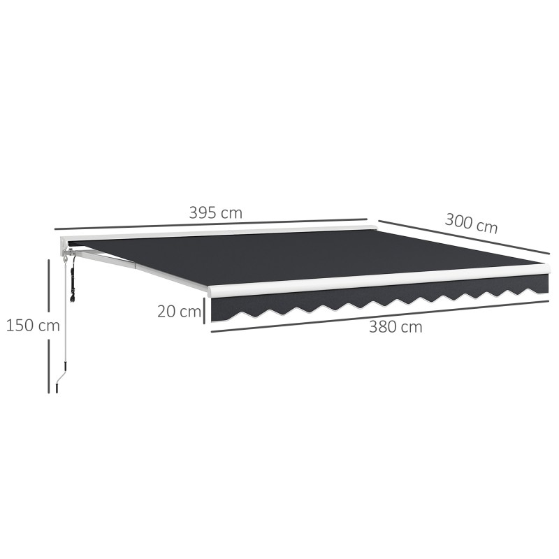 Terassikatos sähköinen ja manuaalinen halvkassettimalli alumiinirunko 4 x 3 m harmaa