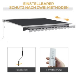 Terassikatos sähköinen ja manuaalinen halvkassettimalli alumiinirunko 4 x 3 m harmaa