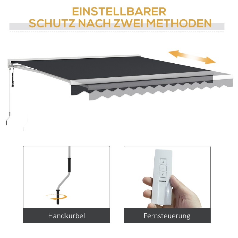 Terassikatos sähköinen ja manuaalinen halvkassettimalli alumiinirunko 4 x 3 m harmaa
