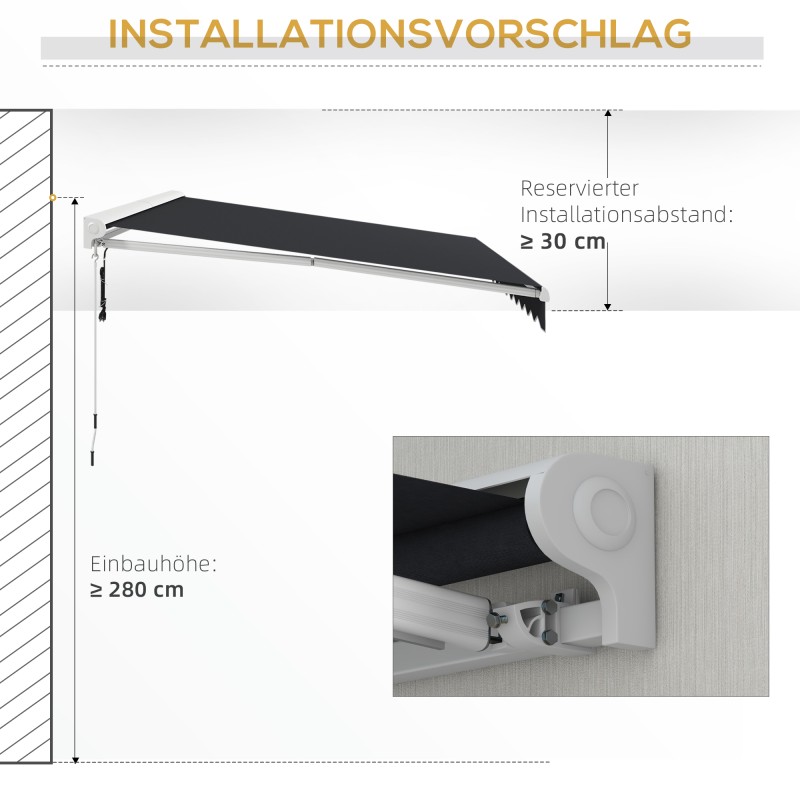 Terassikatos sähköinen ja manuaalinen halvkassettimalli alumiinirunko 4 x 3 m harmaa