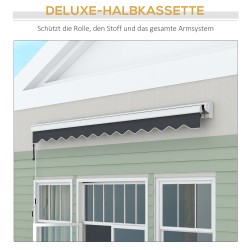 Terassikatos sähköinen ja manuaalinen halvkassettimalli alumiinirunko 4 x 3 m harmaa