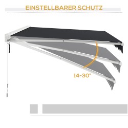Terassikatos sähköinen ja manuaalinen halvkassettimalli alumiinirunko 4 x 3 m harmaa