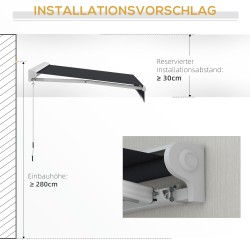 Sähköinen ja manuaalinen parveke- ja terassimarkiisi, puolikasetti, alumiinirunko 250x200 cm, harmaa