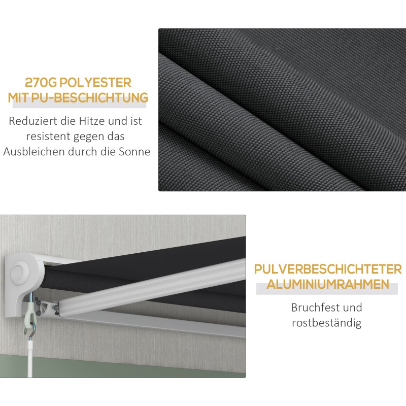 Sähköinen ja manuaalinen parveke- ja terassimarkiisi, puolikasetti, alumiinirunko 250x200 cm, harmaa
