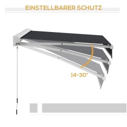 Sähköinen ja manuaalinen parveke- ja terassimarkiisi, puolikasetti, alumiinirunko 250x200 cm, harmaa