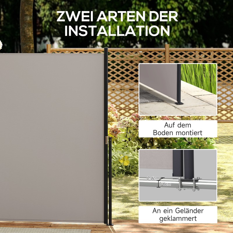 Sivumarkiisi vedettävä näkösuoja ulkokäyttöön metalli/alumiini/polyesteri 300 x 140 cm vaalea harmaa