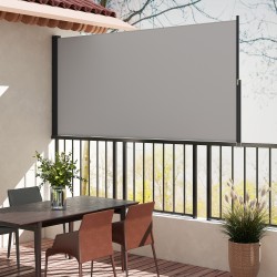 Sivumarkiisi vedettävä näkösuoja ulkokäyttöön metalli/alumiini/polyesteri 300 x 140 cm vaalea harmaa