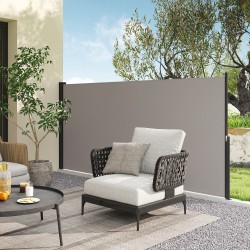 Sivumarkiisi vedettävä näkösuoja ulkokäyttöön metalli/alumiini/polyesteri 300 x 140 cm vaalea harmaa