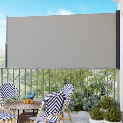 Sivumarkiisi vedettävä näkösuoja ulkokäyttöön metalli/alumiini/polyesteri 300 x 140 cm vaalea harmaa