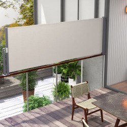 Sivumarkiisi terassille, vedettävä alumiini/polyesteri, 300 x 100 cm, vaaleanharmaa