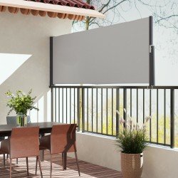 Sivumarkiisi terassille, vedettävä alumiini/polyesteri, 300 x 100 cm, vaaleanharmaa