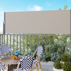Sivumarkiisi terassille, vedettävä alumiini/polyesteri, 300 x 100 cm, vaaleanharmaa