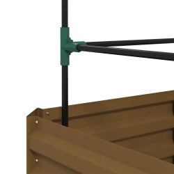 Korkea viljelylaatikko kiipeilytuella, teräs, avoin pohja, 61 x 61 x 140 cm, ruskea