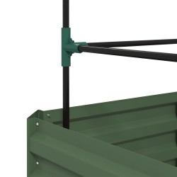 Metallinen parveke- ja puutarhan korkealaatikko kiipeilytuella, 61 x 61 x 140 cm, vihreä