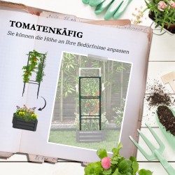 Korotettu viljelylaatikko kiipeilytuella, teräs, 61 x 61 x 140 cm, tummanharmaa