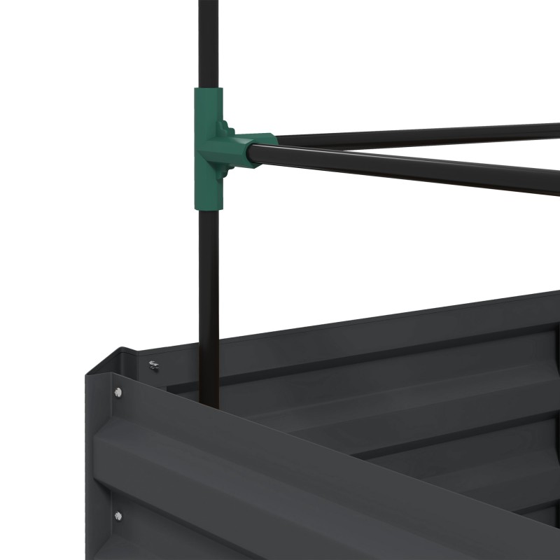 Korotettu viljelylaatikko kiipeilytuella, teräs, 61 x 61 x 140 cm, tummanharmaa