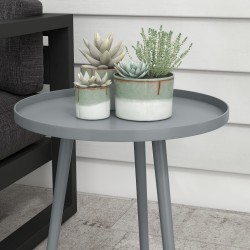 Sivupöytä ulko- ja sisäkäyttöön teräs Ø40 x 50 cm harmaa