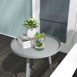 Sivupöytä ulko- ja sisäkäyttöön teräs Ø40 x 50 cm harmaa