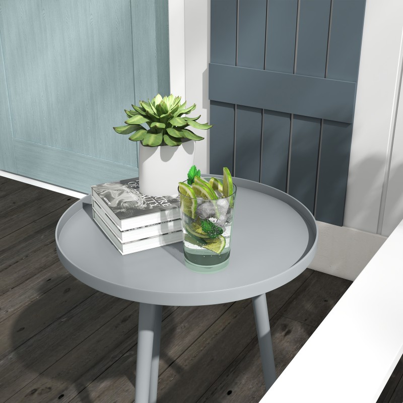 Sivupöytä ulko- ja sisäkäyttöön teräs Ø40 x 50 cm harmaa