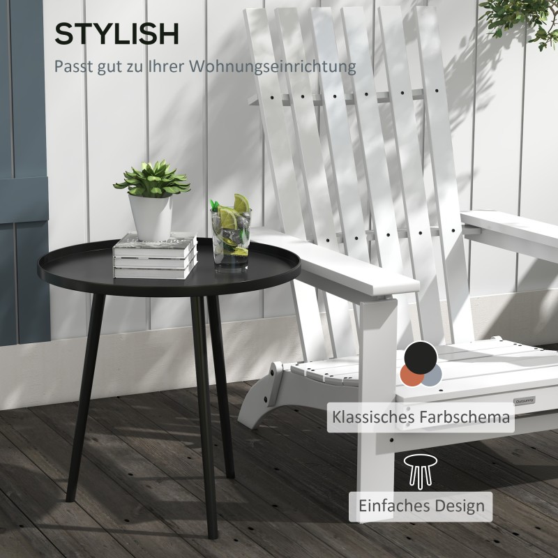 Ulkosivupöytä terästä Ø40 x 50 cm, musta pyöreä parveke- ja puutarhapöytä