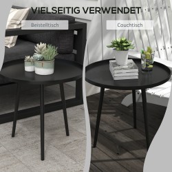 Ulkosivupöytä terästä Ø40 x 50 cm, musta pyöreä parveke- ja puutarhapöytä