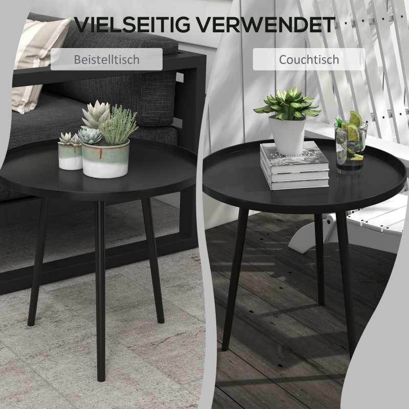 Ulkosivupöytä terästä Ø40 x 50 cm, musta pyöreä parveke- ja puutarhapöytä