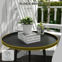 Ulkosivupöytä terästä Ø40 x 50 cm, musta pyöreä parveke- ja puutarhapöytä