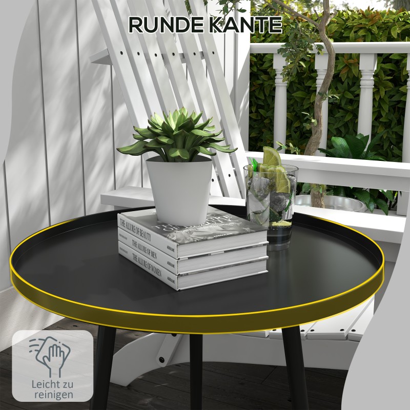 Ulkosivupöytä terästä Ø40 x 50 cm, musta pyöreä parveke- ja puutarhapöytä