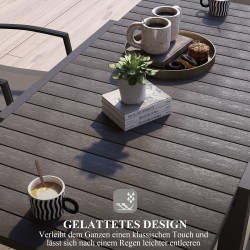 Jatkettava ulkoruokapöytä, alumiini, säänkestävä, 81/162 x 80 x 75 cm, harmaa