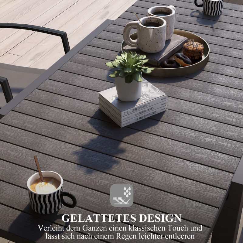 Jatkettava ulkoruokapöytä, alumiini, säänkestävä, 81/162 x 80 x 75 cm, harmaa