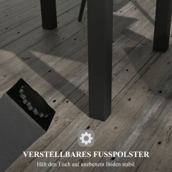 Jatkettava ulkoruokapöytä, alumiini, säänkestävä, 81/162 x 80 x 75 cm, harmaa