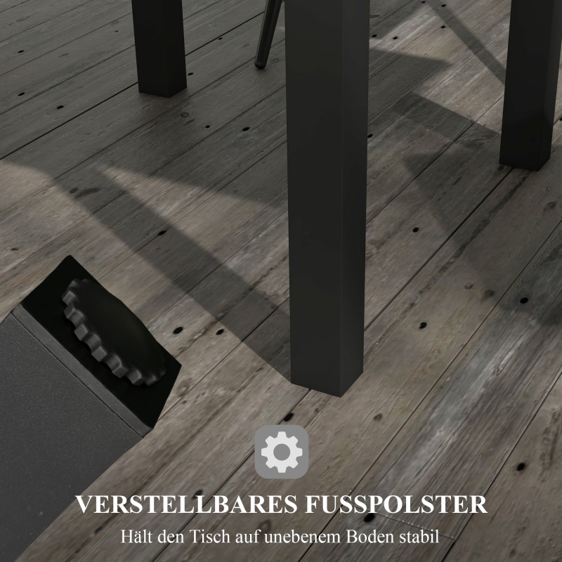 Jatkettava ulkoruokapöytä, alumiini, säänkestävä, 81/162 x 80 x 75 cm, harmaa