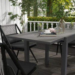 Jatkettava ulkoruokapöytä, alumiini, säänkestävä, 81/162 x 80 x 75 cm, harmaa