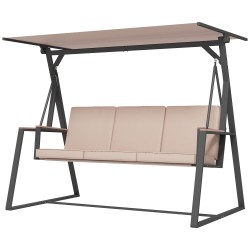 Pihakeinu 3 hengen teräsrunko ja säädettävä aurinkokatos khaki