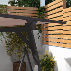 Pihakeinu 3 hengen, teräsrunko ja säädettävä aurinkokatos, khaki