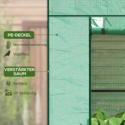 Kasvihuone tomaateille polyeteenikalvolla ja verkkoikkunoilla 196 x 77 x 197 cm vihreä