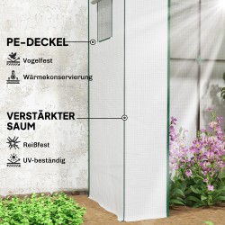 Kasviteltta tomaateille ja vihanneksille polyeteeni 196 x 77 x 197 cm valkoinen