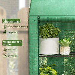 Kasvihuone parvekkeelle, 3 tasoa, 6 metallihyllyä, muovipeite, noin 143 x 46 x 151 cm, vihreä