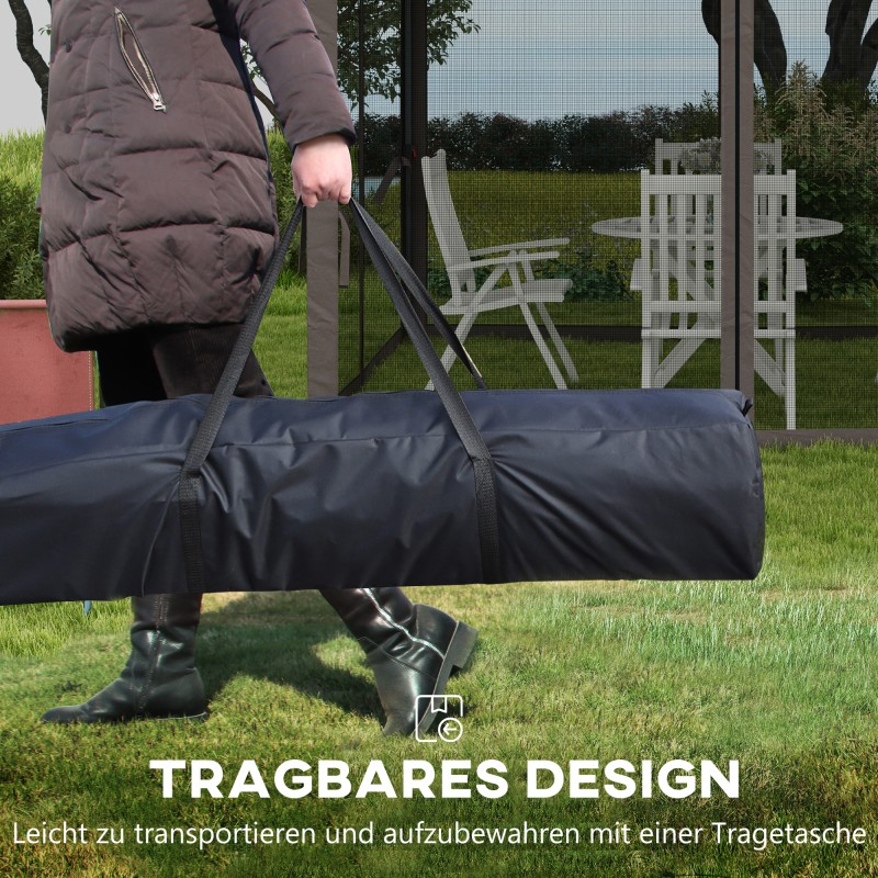 Taitettava puutarhakatos sivuseinillä 3,25 x 3,25 x 2,7 m harmaa