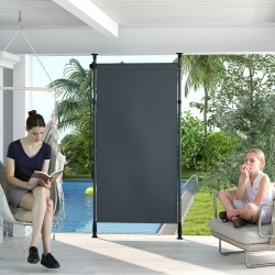 Vapaasti seisova terassikatos ulkokäyttöön, alumiinirunko, 150 x 220–310 cm, tummanharmaa