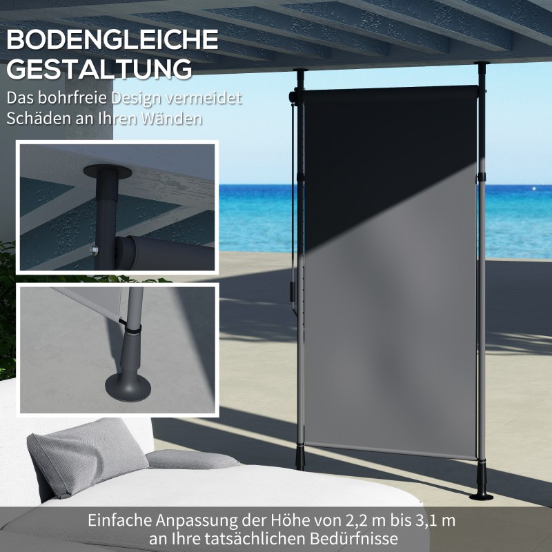 Vapaasti seisova terassikatos ulkokäyttöön, alumiinirunko, 150 x 220–310 cm, tummanharmaa