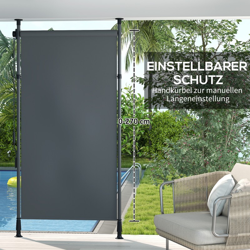 Vapaasti seisova terassikatos ulkokäyttöön, alumiinirunko, 150 x 220–310 cm, tummanharmaa