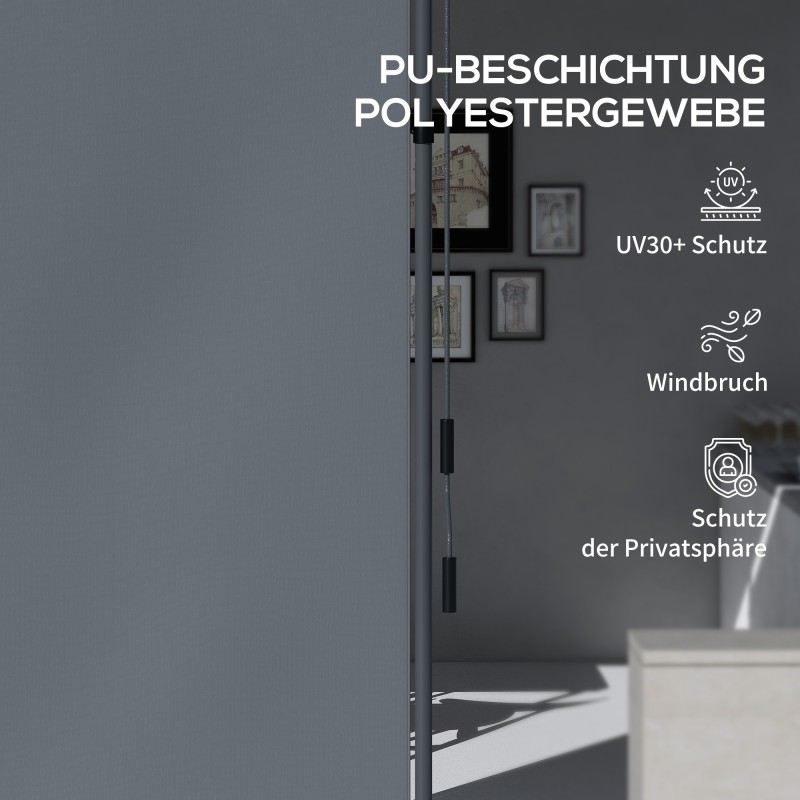 Vapaasti seisova terassikatos ulkokäyttöön, alumiinirunko, 150 x 220–310 cm, tummanharmaa