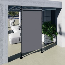 Vapaasti seisova terassikatos ulkokäyttöön, alumiinirunko, 150 x 220–310 cm, tummanharmaa